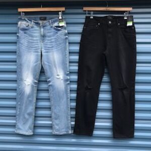 "Ripped" Slim Fit Jeans . Size: 30 x 30 . Black & Blue Jeans . (2) Pair Bundle